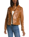 Sam Edelman Faux Leather Crop Moto Jacket In Brown