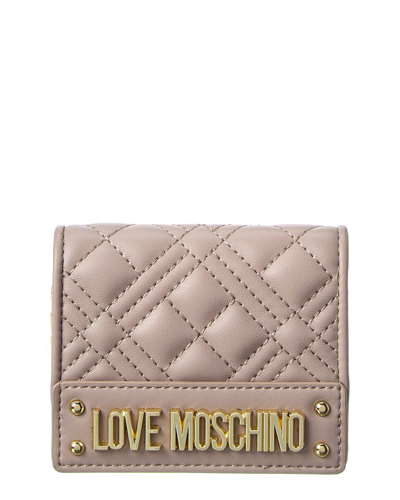 Love Moschino Logo Quilted Wallet In Grey