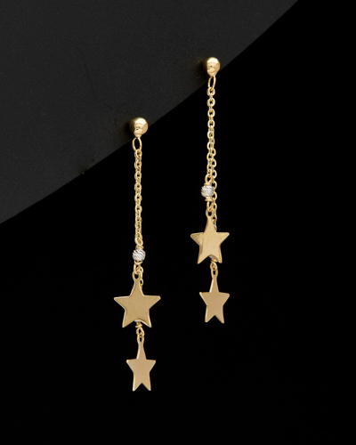 Italian Gold 14k  Two-tone Star Drop Earrings In Nocolor