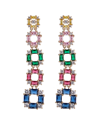 Eye Candy La 14k Plated Cz Multicolored Cube Drop Statement Earring