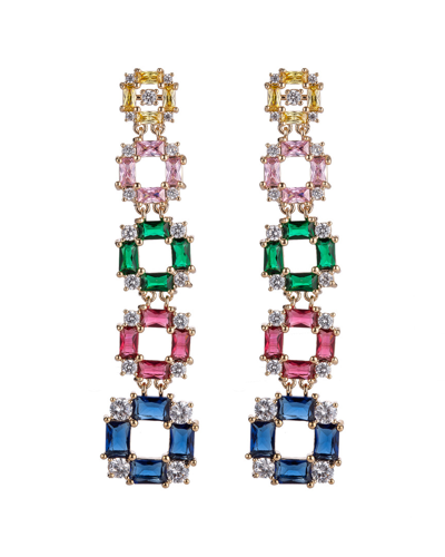 Eye Candy La 14k Plated Cz Multicolored Cube Drop Statement Earring