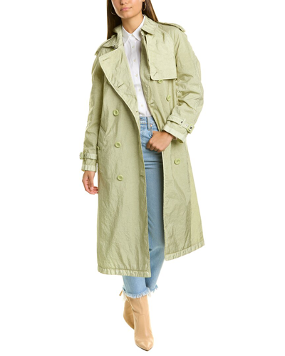 Burberry Garment Dyed Nylon Trench Coat In Green