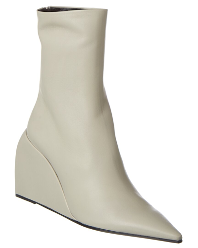 Off-white Wedge Leather Boots In Grey