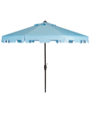 SAFAVIEH UP RESISTANT ZIMMERMAN 9 FT CRANK MARKET PUSH BUTTON TILT UMBRELLA WITH FLAP