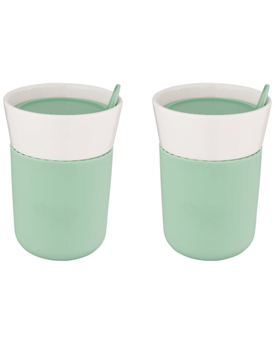 Berghoff Leo Green Porcelain Travel Mug In White