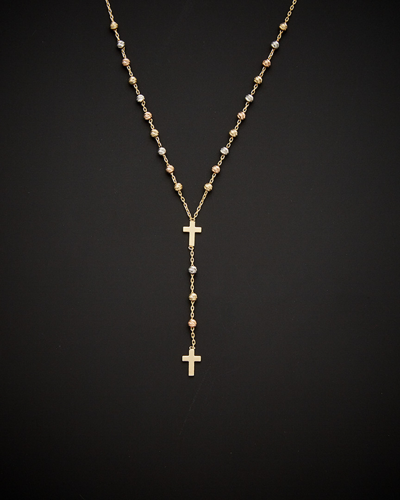 Italian Gold 14k  Tri-tone Rosary Necklace In Nocolor