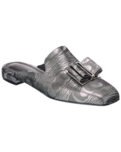 Ferragamo Double Bow Suede Mule In Metallic