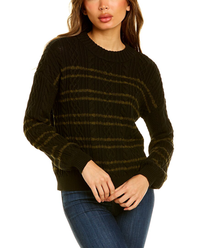 Lilla P Striped Cable Sweater In Black