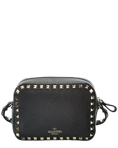 Valentino Garavani Rockstud Grainy Leather Camera Bag In Black