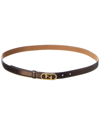 Fendi Ff Oval Buckle Leather Belt In Brown