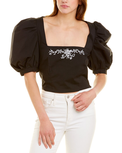 Caroline Constas Long Sleeve Delilah Top In Black