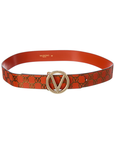 Valentino By Mario Valentino Giusy Monogram Leather Belt In Red