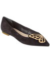 Sophia Webster Suede Butterfly Ballerina Flats In Black