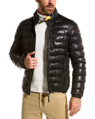 Parajumpers Ernie Leather Padded Jacket In Black