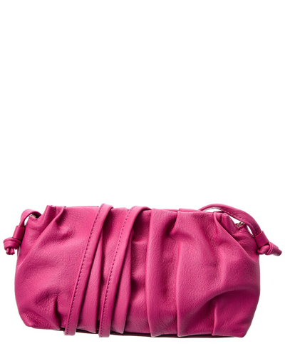 Elleme Vague Mini Ruche Leather Crossbody Bag In Pink