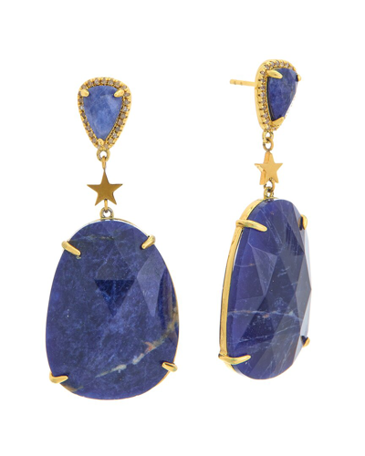 Adornia Fine Jewelry 14k Over Silver 67.30 Ct. Tw. Diamond & Sapphire Star Earrings In Nocolor