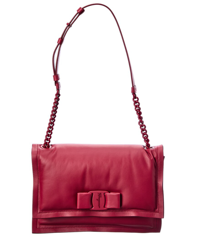 Ferragamo Viva Bow Small Leather Shoulder Bag In Red