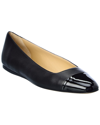 JIMMY CHOO WATSON LEATHER & PATENT FLAT