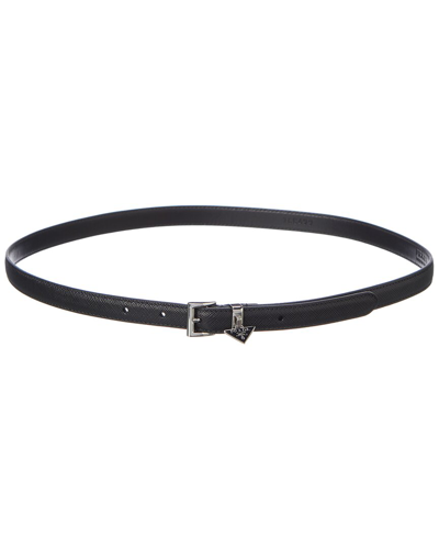 Prada Logo Leather Belt In Black