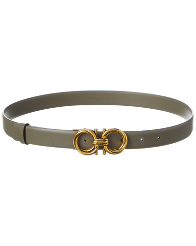 Ferragamo Gancini Adjustable Leather Belt In Green