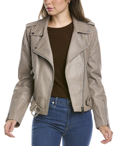 Walter Baker Allison Leather Moto Jacket In Sand