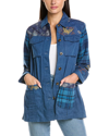 Johnny Was Moonlight Tie Dye Patchwork Military Jacket In Denim Blue In Blue