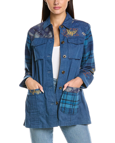 Johnny Was Moonlight Tie-dye Military Jacket In Blue