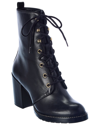Stuart Weitzman Women's Cassey 75 Leather Block Heel Combat Boots In Black