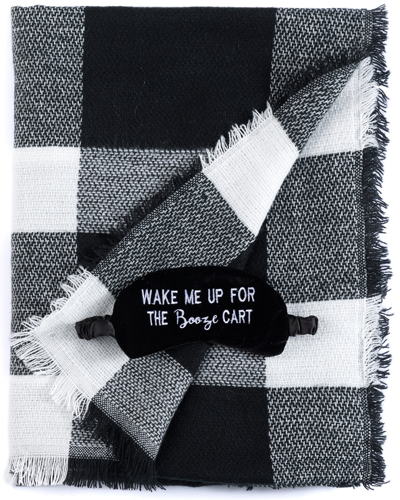 Shiraleah "wake Me Up For The Booze Cart" Blanket Scarf And Eye Mask Set In Nocolor