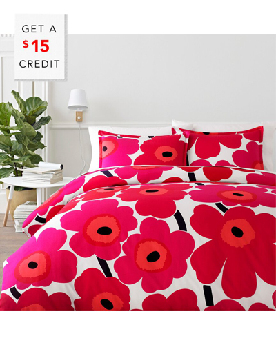 Marimekko Unikko 3-pc. King Comforter Set Bedding In Dark Red