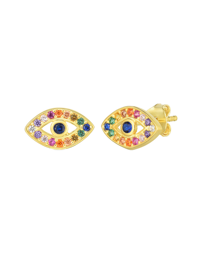 Sphera Milano 18k Gold Over Silver Cz Evil Eye Studs In Nocolor