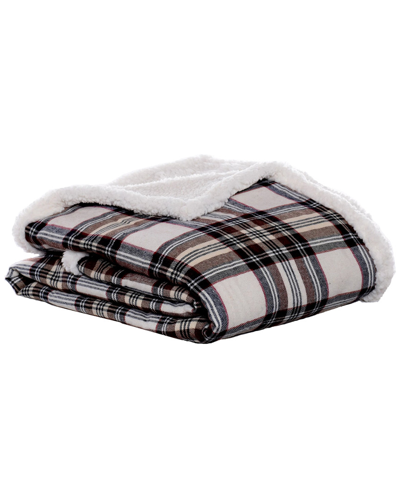 Eddie Bauer Edgewood Plaid Flannel Sherpa Throw