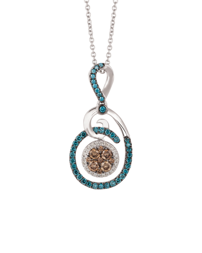 Le Vian 14k 0.51 Ct. Tw. White, Chocolate & Blue Diamond Necklace
