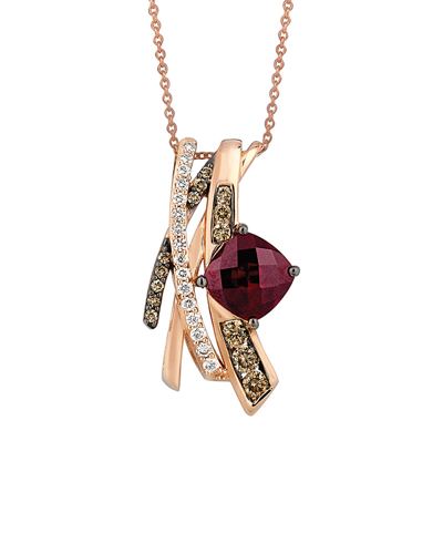 Le Vian 14k Rose Gold 3.40 Ct. Tw. Diamond & Rhodolite Necklace