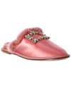 Roger Vivier Hotel Vivier Broche Satin Mule In Pink