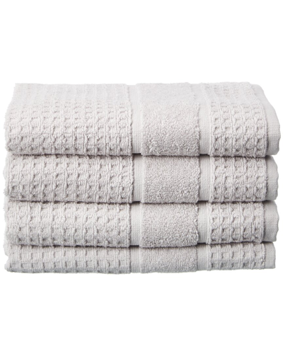 Apollo Towels Turkish Waffle Terry Set Of 4 Hand Towels In Silver