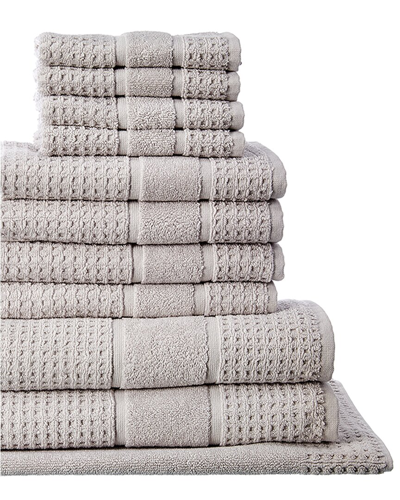 Apollo Towels Turkish Waffle Terry 11pc Towel Set In Silver