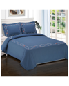 Superior Helena Embroidered 3pc Duvet Cover Set In Blue