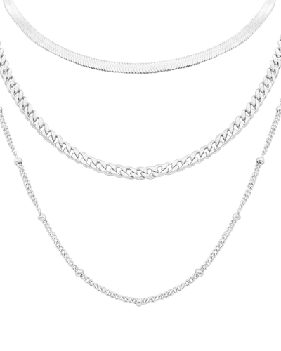 Adornia Stainless Steel Layered Chain Necklace In Silver