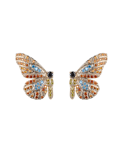 Eye Candy La Cz Monarch Butterfly Studs In Red