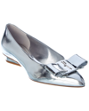 Ferragamo Viva Silver Specchio Ballet Flats In Silver
