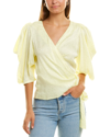 KRISA KRISA PUFF SLEEVE WRAP TOP