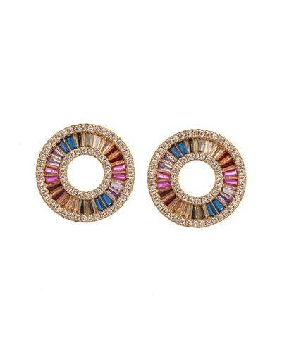 Eye Candy La Luxe Collection 18k Plated Cz Rainbow Earrings In Nocolor