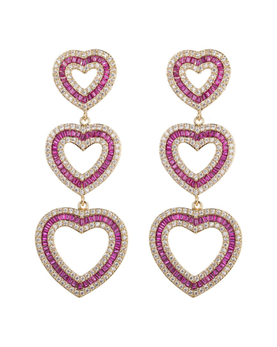 Eye Candy La Women's Cubic Zirconia Tier Heart Drop Earrings In Nocolor