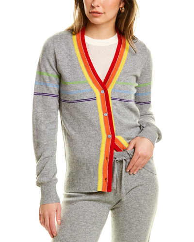 Mt Bella Fitted Rainbow Cardigan In Grey