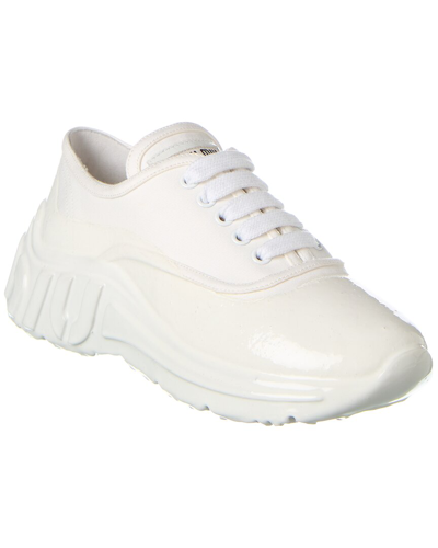 Miu Miu Logo Canvas & Rubber Sneaker In White