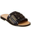 Loewe Slides Sandals Made Of Woven Leather With Anagram In Black