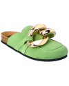 Jw Anderson 15mm Embellished Suede Mules In Green