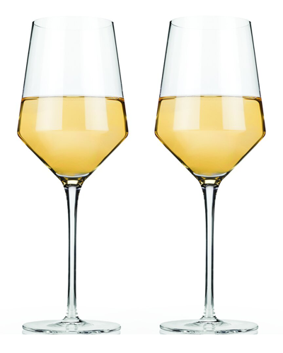 Viski Raye Set Of 2 Crystal Chardonnay Glasses In Nocolor