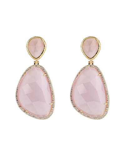 Eye Candy La Eye Candy Los Angeles The Luxe Collection 14k Plated Rose Quartz Earrings In Nocolor